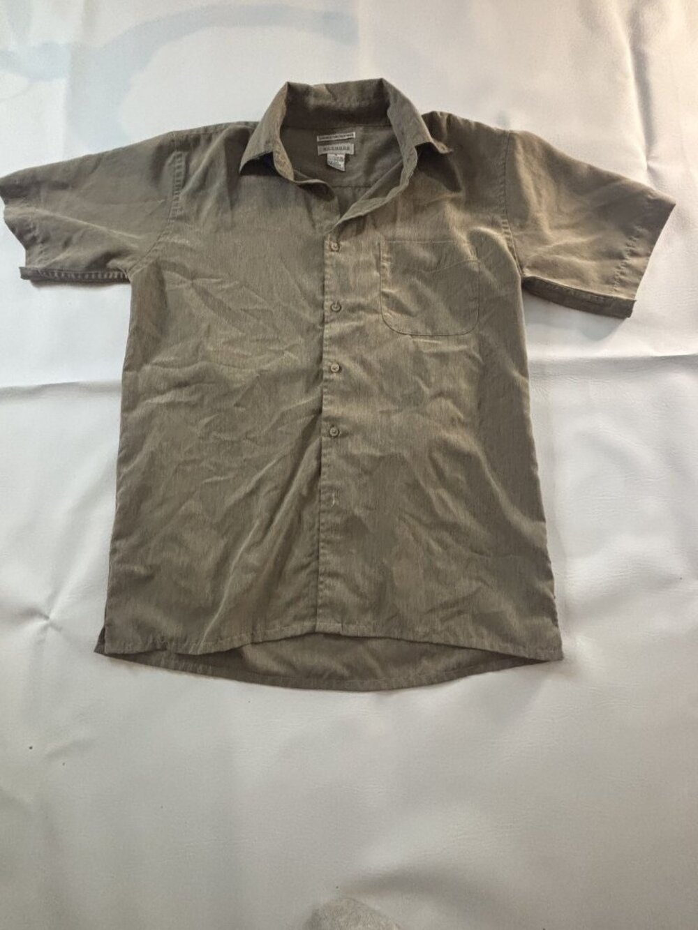 Methode Mens Sueded Microfiber Shirt Brown Size M Short Sleeve Button-Up Casual